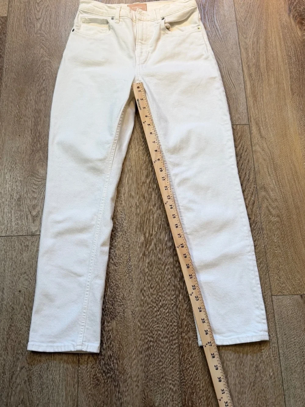 Everlane High Rise Straight Leg Jeans Ecru 27 Reg EUC